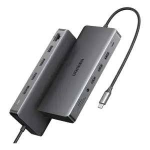 UGREEN Revodok Pro 13-in-1 Hub — 13-in-1 · USB-C · 2× HDMI 4K@60Hz · 3× USB-A · SD/TF · 100W PD · Gigabit
