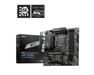 MSI PRO B760M-A WiFi DDR4 — LGA1700 · B760 · DDR4 · mATX · WiFi 6 · PCIe 4.0