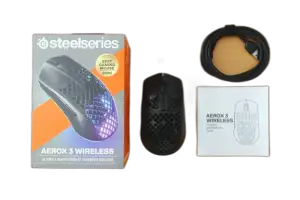 SteelSeries Aerox 3 Wireless — 68g · TrueMove Air · AquaBarrier · Wireless