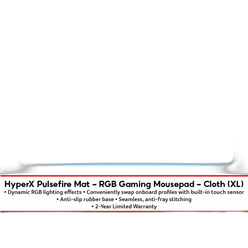 HyperX Pulsefire Mat XL RGB Mousepad — XL · RGB · Water-resistant · 900x420mm