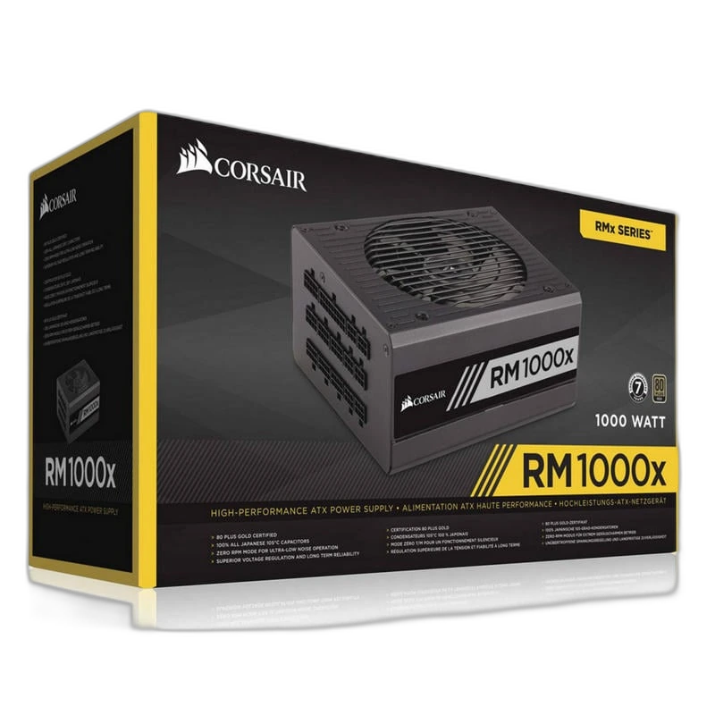 Corsair RM1000x 1000W 80+ Gold — 1000W · 80+ Gold · Fully Modular · ATX 3.1