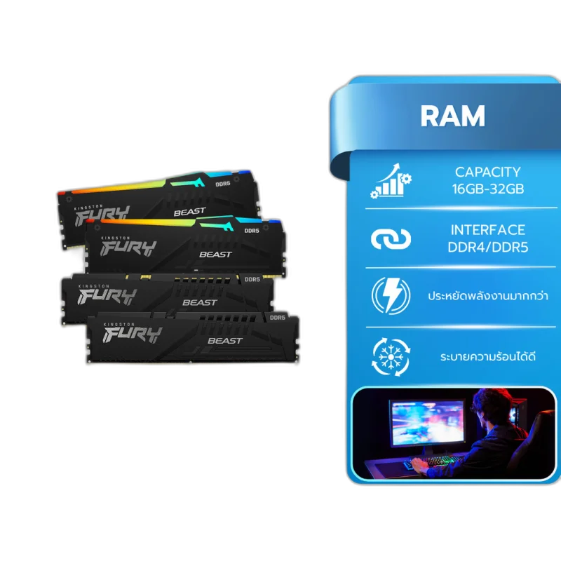 Kingston Fury Beast 32GB DDR5-5600 — 32GB (2x16GB) · DDR5-5600 · CL36