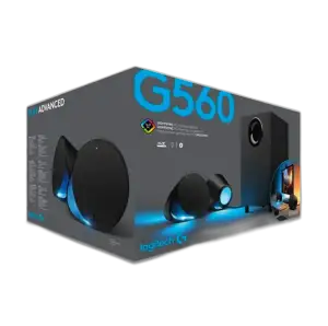 Logitech G560 LIGHTSYNC PC Gaming Speakers — 2.1ch · 240W peak · RGB · Bluetooth + USB
