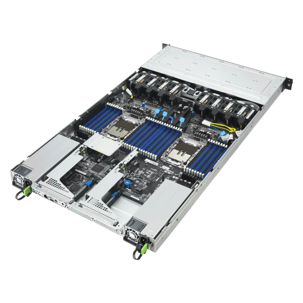 ASUS RS720A-E12-RS12U 2U 4-GPU Server — 2U · 2× EPYC 9354 · 512GB DDR5 · 4× L40S 48GB · 8× 3.84TB NVMe