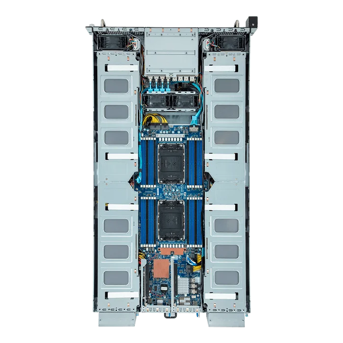 Gigabyte G293-Z43 2U 4-GPU AMD Server — 2U · 2× EPYC 9354 · 512GB DDR5 · 4× L40S 48GB · 8× 3.84TB NVMe